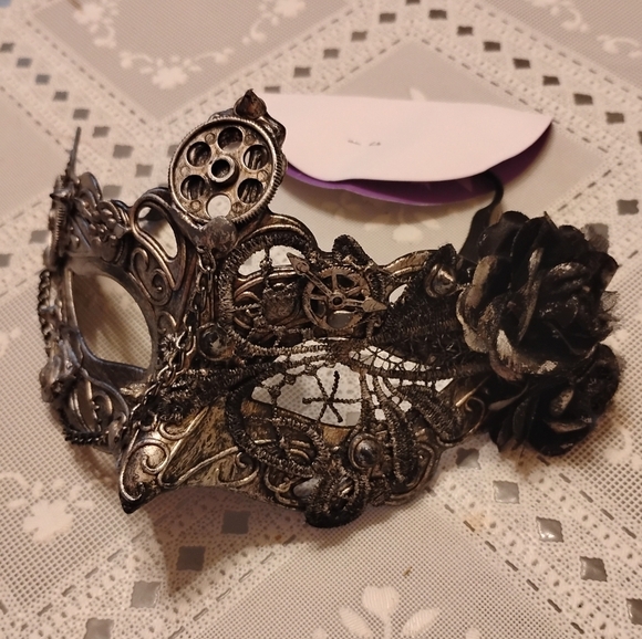 🆕 Silver Steampunk Eye Half Mask, New - Picture 8 of 10